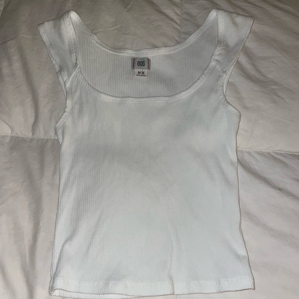 BDG White Ribbed Tank Top